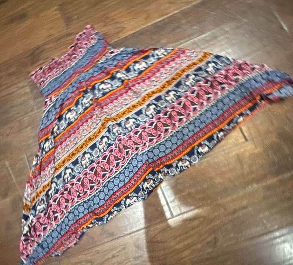 Feathers Smocked Elastic Waist Elephant Boho Dress Sundress